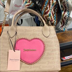 Juicy Couture Pink and Tan Satchel with Heart Accent